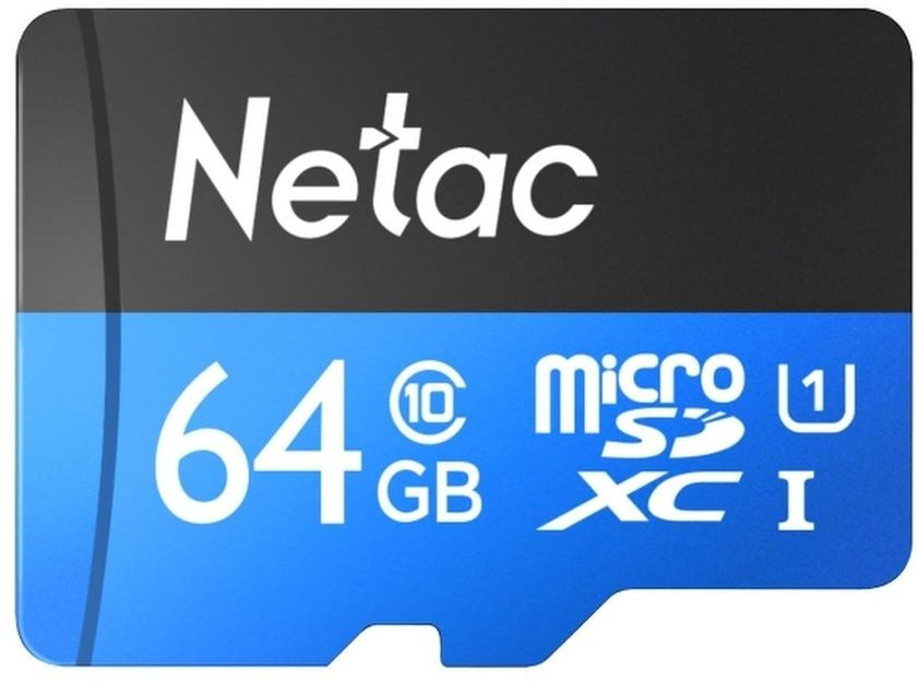 Флеш карта microSDHC 64Gb Class10 Netac NT02P500STN-064G-R P500 + adapter