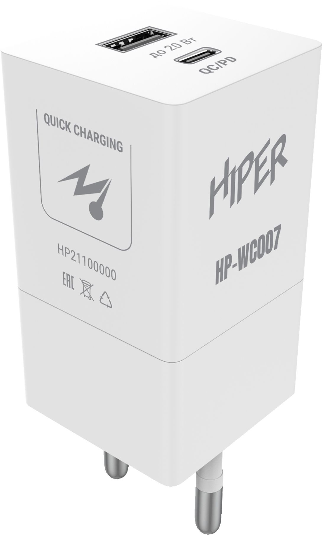 Сетевое зар./устр. Hiper HP-WC007 PD+QC белый