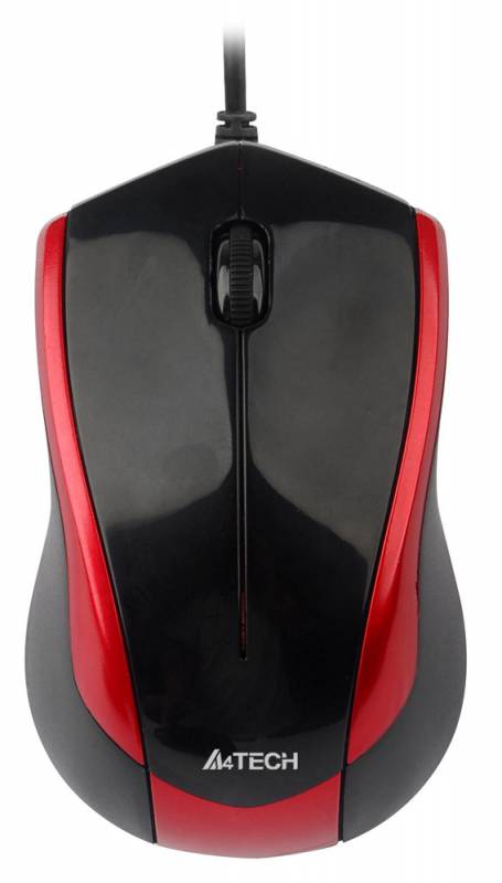 Мышь A4 V-Track Padless N-400-2 черный/красный оптическая (1000dpi) USB (3but)