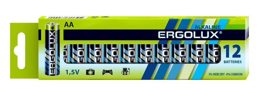 Батарея Ergolux Alkaline LR6 BP-12 AA 2800mAh (12шт) коробка