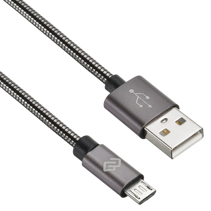 Кабель Digma MICROUSB-1.2M-BRAIDED-G USB (m)-micro USB (m) 1.2м черный