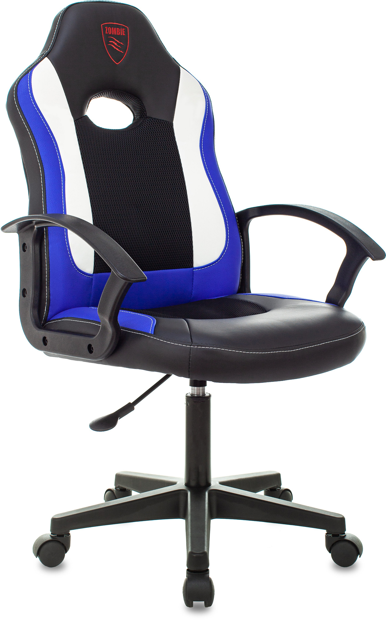 Кресло игровое Zombie 11LT черный/синий текстиль/эко.кожа на колес. пластик
