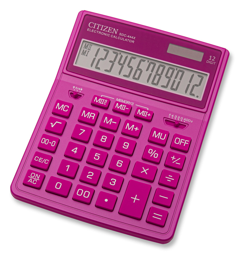 Калькулятор бухгалтерский Citizen SDC-444XRPKE розовый 12-разр.