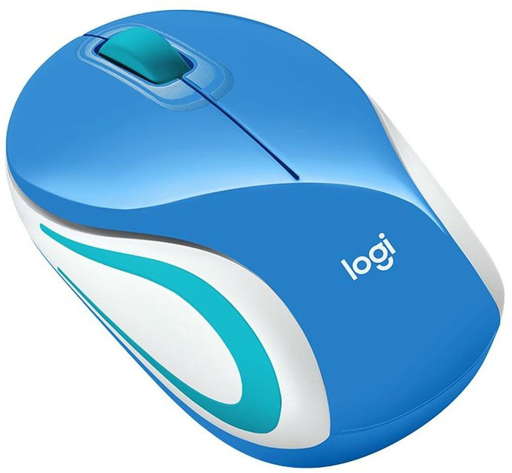 Мышь Logitech M187 голубой/белый оптическая (1000dpi) беспроводная USB (3but)