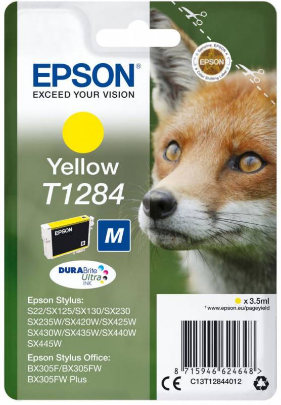 Картридж струйный Epson T1284 C13T12844012 желтый (3.5мл) для Epson S22/SX125