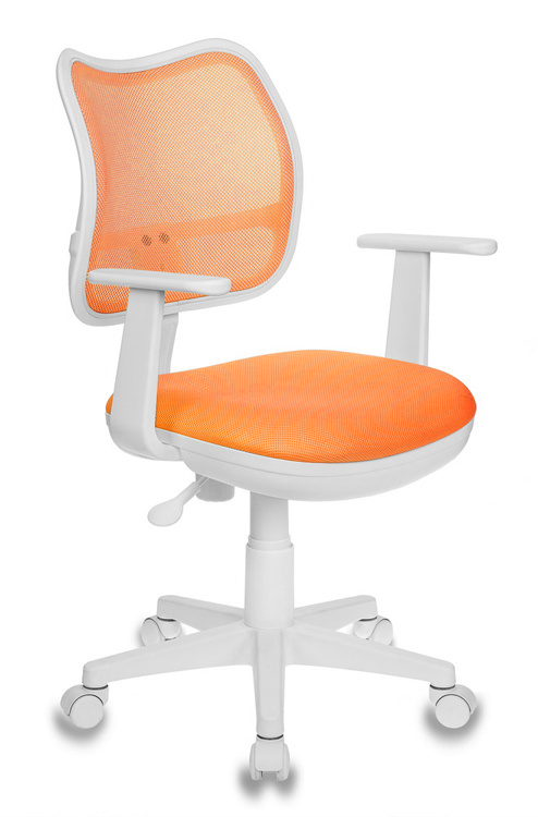 Кресло детское Бюрократ CH-W797/OR/TW-96-1 спинка сетка оранжевый сиденье оранжевый TW-96-1 колеса белый/оранжевый (пластик белый)