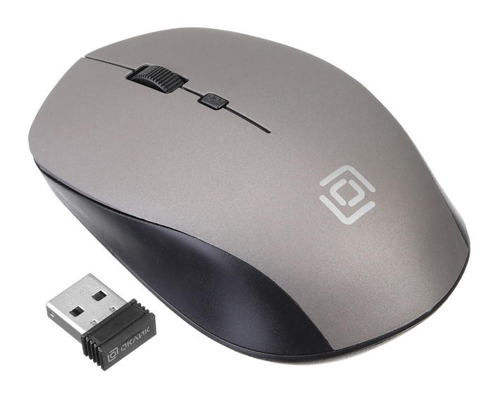 Мышь Оклик 565MW matt черный/серый оптическая (1600dpi) беспроводная USB (3but)