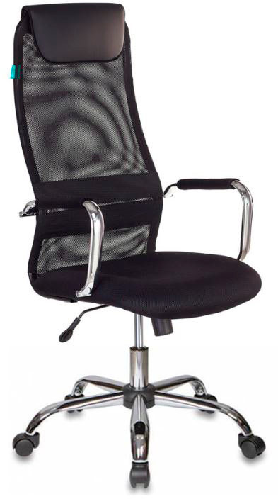 Кресло руководителя Бюрократ KB-9 черный TW-01 TW-11 сетка с подголов. крестовина металл хром
